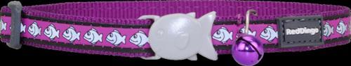 Reddingo Reflektörlü Balık Desenli Mor Kedi Boyun Tasması 12mm / 20-32 cm