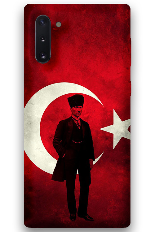 Galaxy Note 10 Uyumlu Atatürk Desenli Telefon Kılıfı + Ekran Koruyucu - 5849