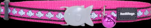 Reddingo Reflektörlü Balık Desenli Pembe Kedi Boyun Tasması 12mm / 20-32 cm