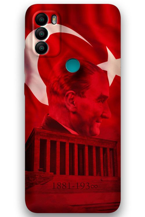 Gm 21 Plus Uyumlu Atatürk Desenli Telefon Kılıfı + Ekran Koruyucu - 5848