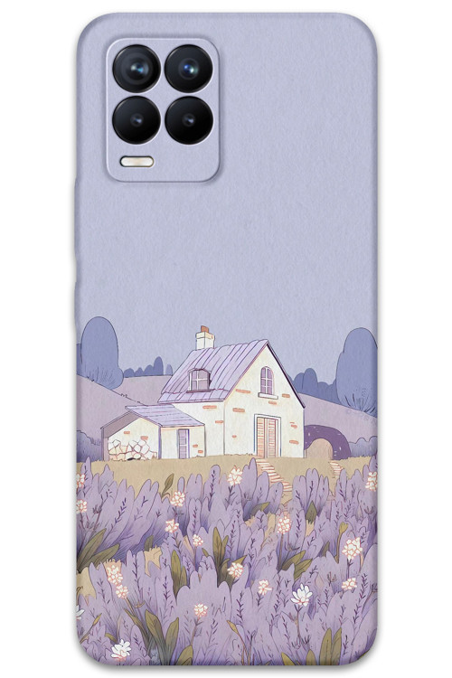 Realme 8 Uyumlu Çiçek Desenli Telefon Kılıfı + Ekran Koruyucu - 5800