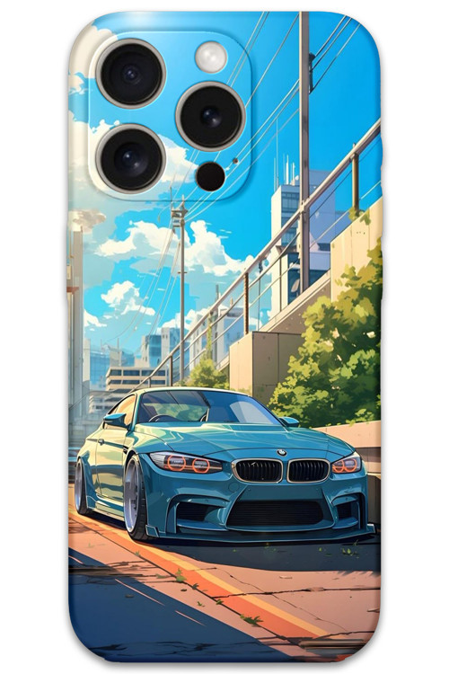İphone 15 Pro Max Uyumlu Araba Desenli Telefon Kılıfı + Ekran Koruyucu - 5760