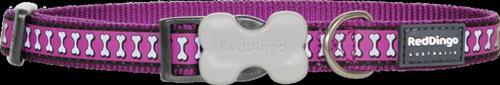 Reddingo Reflektörlü Kemik Desenli Mor Boyun Tasması S 15mm / 24-36 cm
