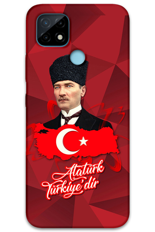 Realme C25 Uyumlu Atatürk Desenli Telefon Kılıfı + Ekran Koruyucu - 5851