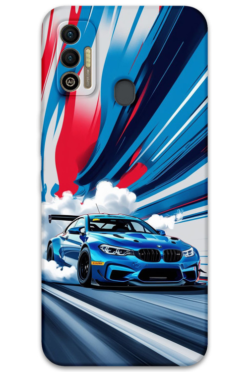 Tecno Spark 7T Uyumlu Araba Desenli Telefon Kılıfı + Ekran Koruyucu - 5762