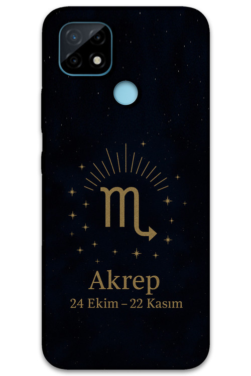 Realme C21 Uyumlu Akrep Burcu Desenli Telefon Kılıfı + Ekran Koruyucu - 5775