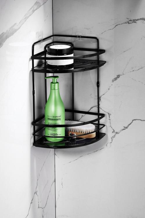 Yapışkanlı Ömür Boyu Paslanmaz Kristal Ayarlanabilir Raf Banyo Düzenleyici Şampuanlık LK-02 SS