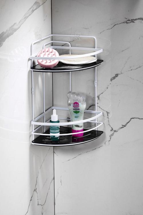 Yapışkanlı Ömür Boyu Paslanmaz Kristal Ayarlanabilir Raf Banyo Düzenleyici Şampuanlık LK-02 BS