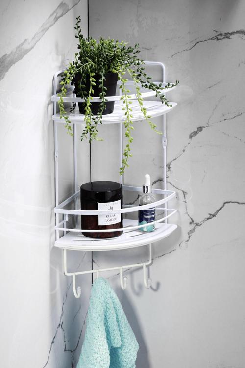 Yapışkanlı Ömür Boyu Paslanmaz Kristal Ayarlanabilir Raf Banyo Düzenleyici Şampuanlık LK-02 BBBK