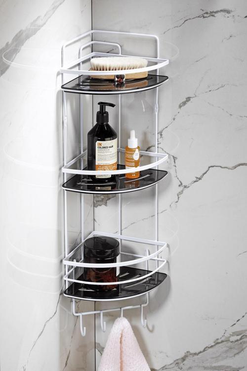 Yapışkanlı Ömür Boyu Paslanmaz Kristal Ayarlanabilir Raf Banyo Düzenleyici Şampuanlık LK-03 BSBK