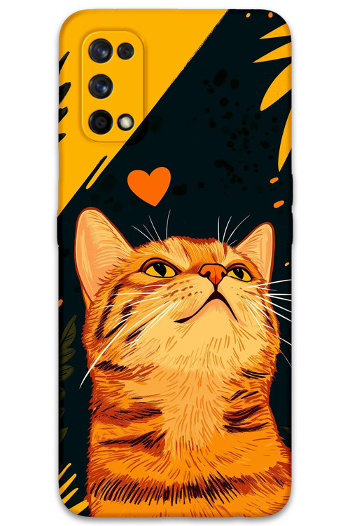 Realme 7 Pro Uyumlu Kedi Desenli Telefon Kılıfı + Ekran Koruyucu - 5783