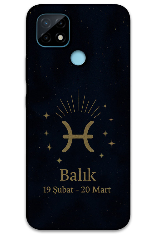 Realme C25 Uyumlu Balık Burcu Desenli Telefon Kılıfı + Ekran Koruyucu - 5779