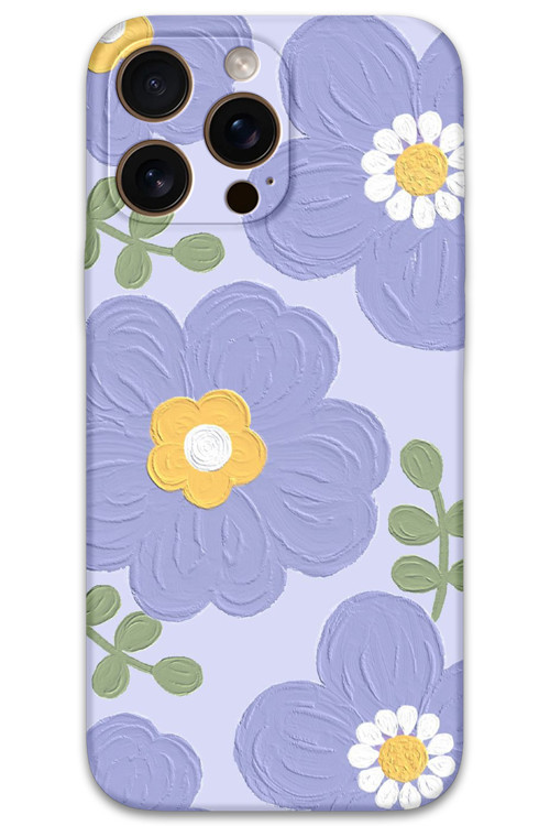 İphone 16 Pro Uyumlu Çiçek Desenli Telefon Kılıfı + Ekran Koruyucu - 5799