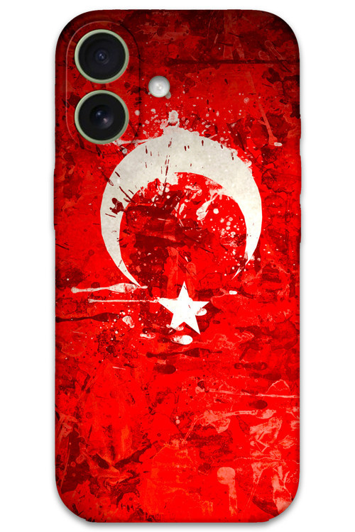 İphone 16 Plus Uyumlu Türk Bayrağı Desenli Telefon Kılıfı + Ekran Koruyucu - 5847