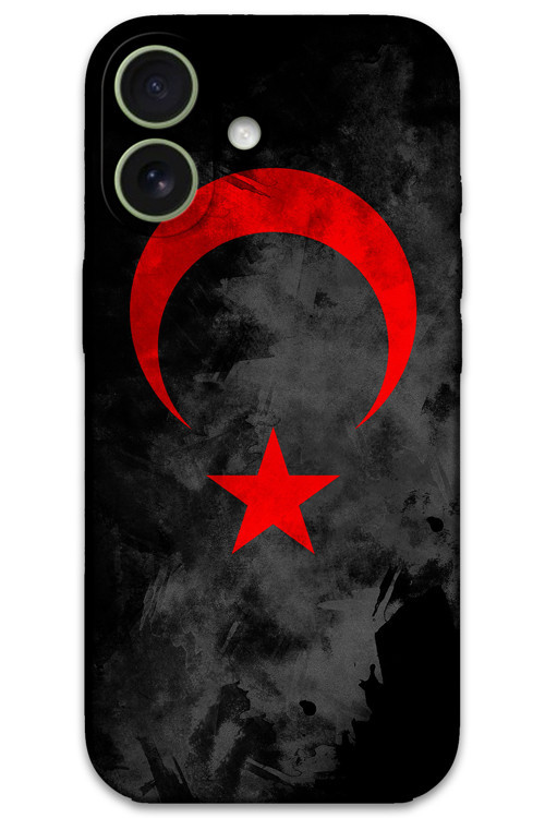 İphone 16 Plus Uyumlu Türk Bayrağı Desenli Telefon Kılıfı + Ekran Koruyucu - 5852