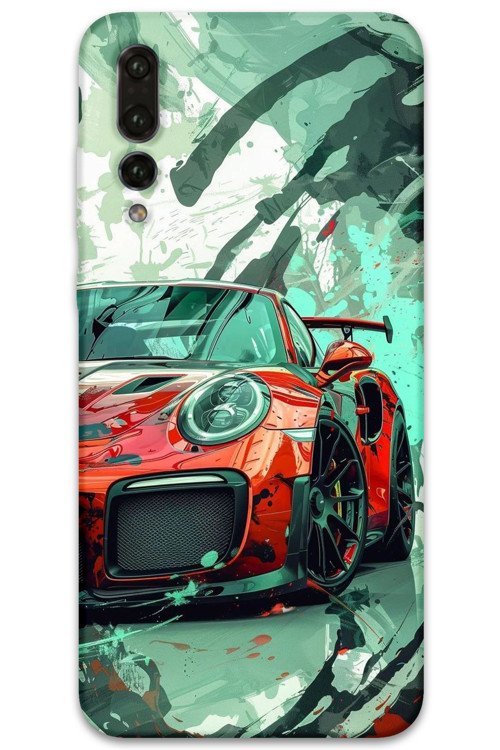 Huawei P20 Pro Uyumlu Araba Desenli Telefon Kılıfı + Ekran Koruyucu - 5765
