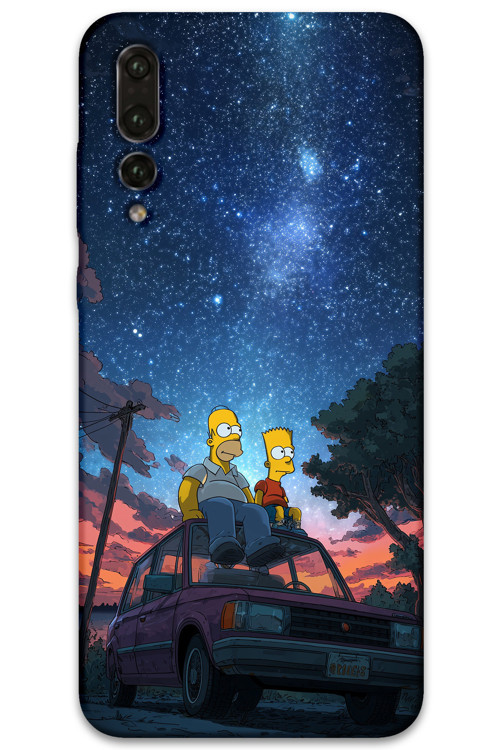 Huawei P20 Pro Uyumlu Simpson Desenli Telefon Kılıfı + Ekran Koruyucu - 5937