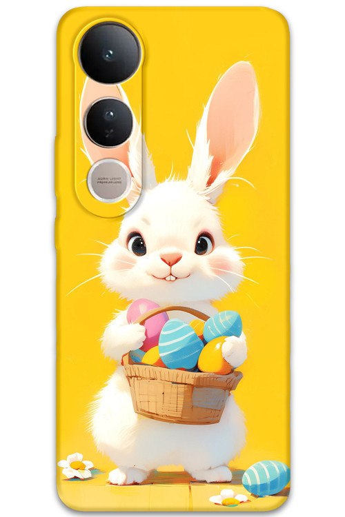 Vivo V50 Lite 4G Uyumlu Tavşan Desenli Telefon Kılıfı + Ekran Koruyucu - 5806