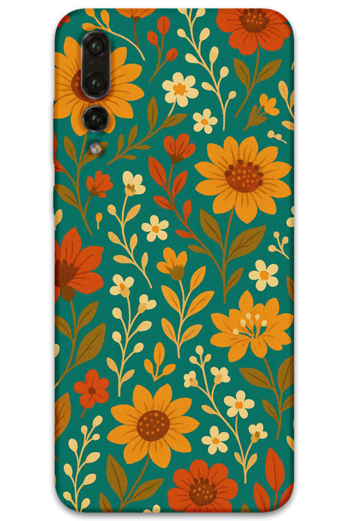Huawei P20 Pro Uyumlu Çiçek Desenli Telefon Kılıfı + Ekran Koruyucu - 5786