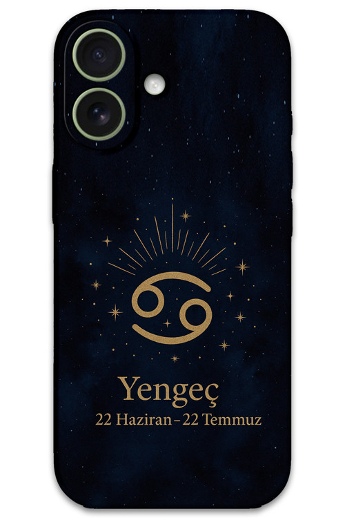 İphone 16 Plus Uyumlu Yengeç Burcu Desenli Telefon Kılıfı + Ekran Koruyucu - 5771