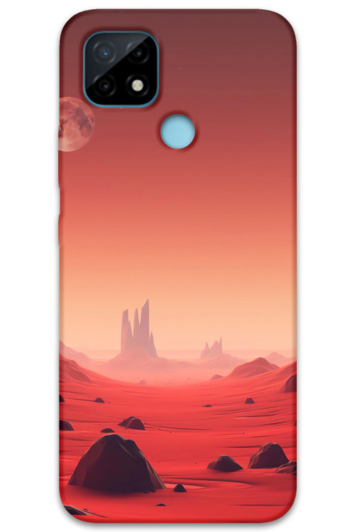 Realme C25 Uyumlu Uzay Desenli Telefon Kılıfı + Ekran Koruyucu - 5859