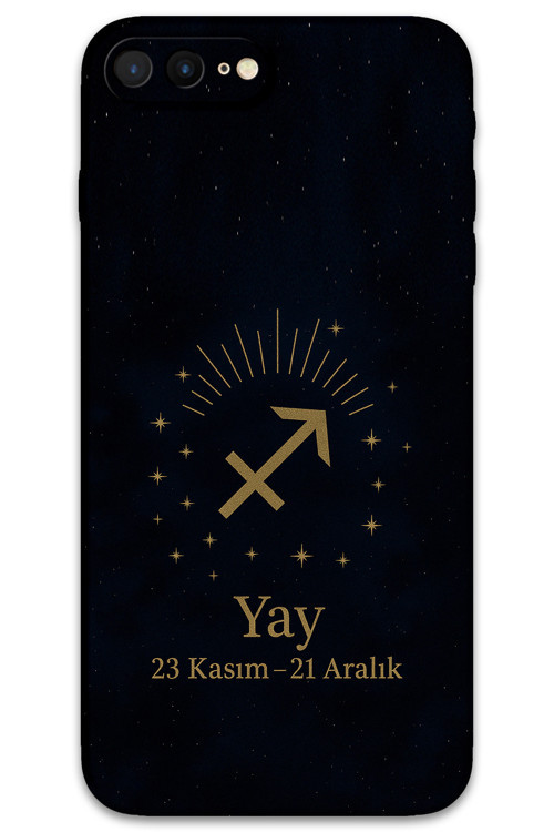 İphone 8 Plus Uyumlu Yay Burcu Desenli Telefon Kılıfı + Ekran Koruyucu - 5776