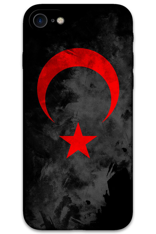 İphone 8 Uyumlu Türk Bayrağı Desenli Telefon Kılıfı + Ekran Koruyucu - 5852