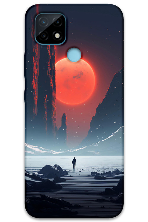 Realme C25 Uyumlu Uzay Desenli Telefon Kılıfı + Ekran Koruyucu - 5861