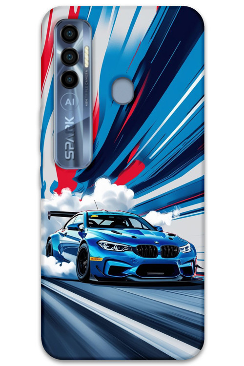 Tecno Spark 7 Pro Uyumlu Araba Desenli Telefon Kılıfı + Ekran Koruyucu - 5762