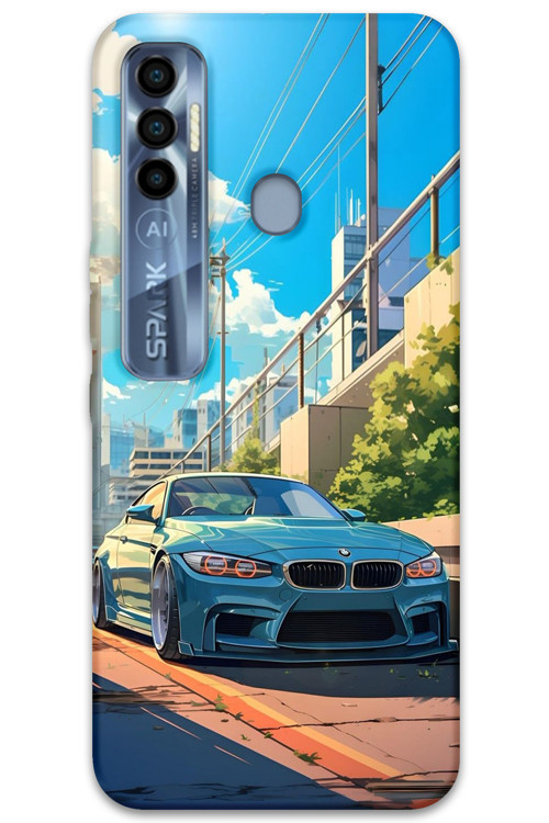 Tecno Spark 7 Pro Uyumlu Araba Desenli Telefon Kılıfı + Ekran Koruyucu - 5760
