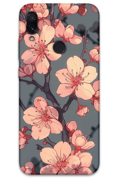 Xiaomi Redmi Note 7 Uyumlu Çiçek Desenli Telefon Kılıfı + Ekran Koruyucu - 5801