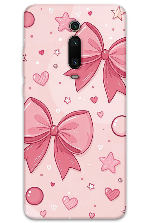 Mi 9T Uyumlu Kurdele Desenli Telefon Kılıfı + Ekran Koruyucu - 5803