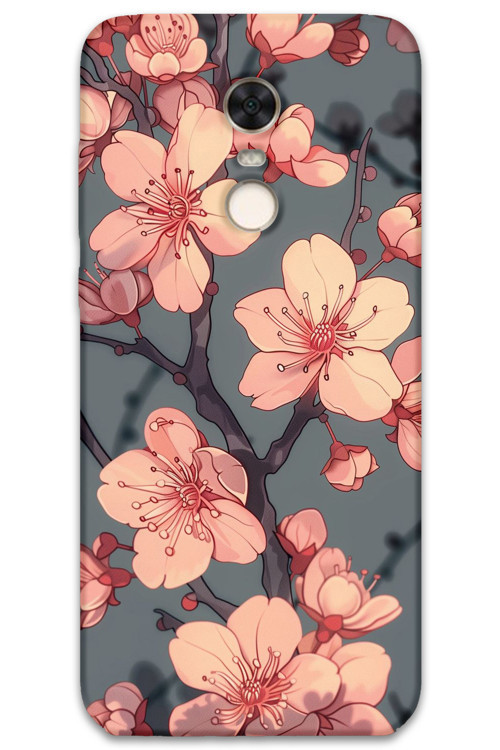 Xiaomi Redmi 5 Plus Uyumlu Çiçek Desenli Telefon Kılıfı + Ekran Koruyucu - 5801