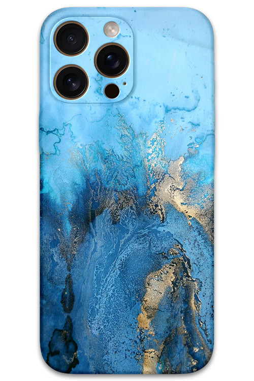 İphone 16 Pro Max Uyumlu Mermer Desenli Telefon Kılıfı + Ekran Koruyucu - 5812