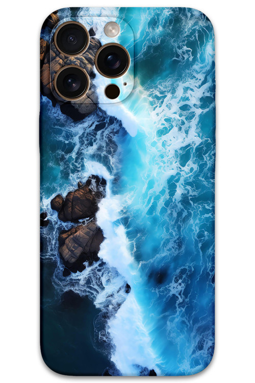 İphone 16 Pro Max Uyumlu Mermer Desenli Telefon Kılıfı + Ekran Koruyucu - 5810