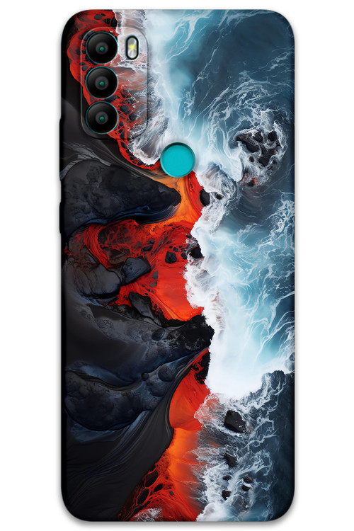 Gm 21 Plus Uyumlu Mermer Desenli Telefon Kılıfı + Ekran Koruyucu - 5811