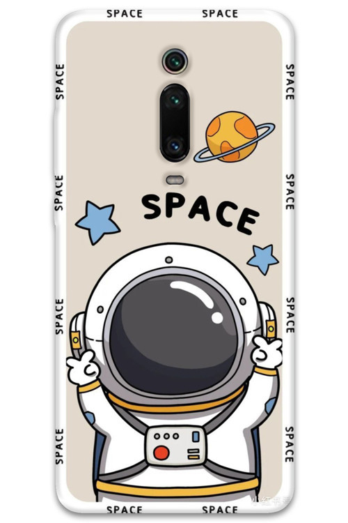 Xiaomi Mi 9T Uyumlu Astronot Desenli Telefon Kılıfı + Ekran Koruyucu - 5865