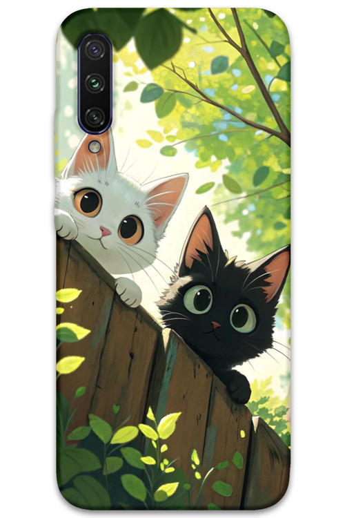 Xiaomi Mi A3 Uyumlu Kedi Desenli Telefon Kılıfı + Ekran Koruyucu - 5785
