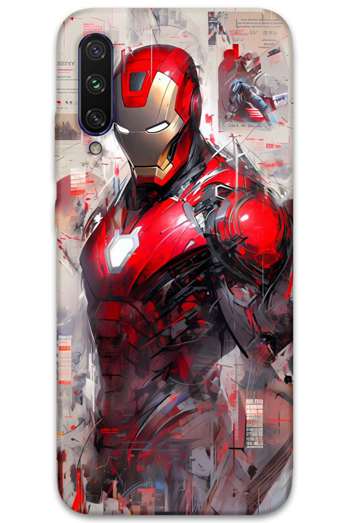 Xiaomi Mi A3 Uyumlu İronman Desenli Telefon Kılıfı + Ekran Koruyucu - 5828