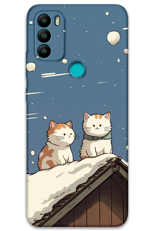 Gm 21 Plus Uyumlu Kedi Desenli Telefon Kılıfı + Ekran Koruyucu - 5780