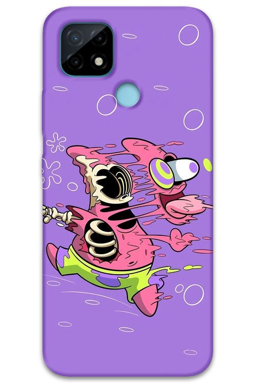 Realme C21 Uyumlu Sünger Bob Desenli Telefon Kılıfı + Ekran Koruyucu - 5939