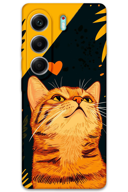 Tecno Camon 40 4G Uyumlu Kedi Desenli Telefon Kılıfı + Ekran Koruyucu - 5783