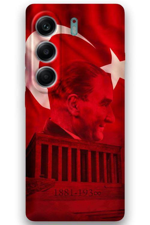 Tecno Camon 40 4G Uyumlu Atatürk Desenli Telefon Kılıfı + Ekran Koruyucu - 5848