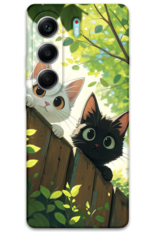 Tecno Camon 40 4G Uyumlu Kedi Desenli Telefon Kılıfı + Ekran Koruyucu - 5785