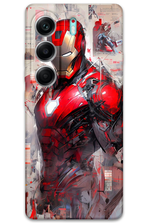 Tecno Camon 40 4G Uyumlu İronman Desenli Telefon Kılıfı + Ekran Koruyucu - 5828