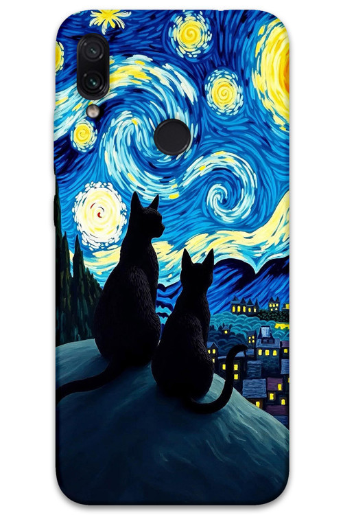 Xiaomi Redmi Note 7 Uyumlu Kedi Desenli Telefon Kılıfı + Ekran Koruyucu - 5782