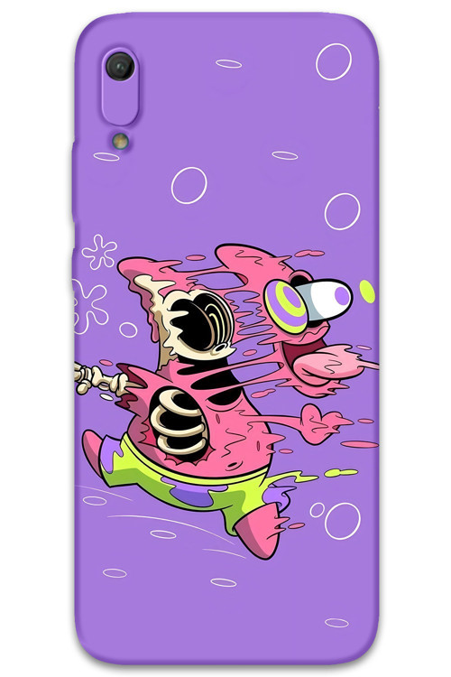 Huawei Y6 2019 Uyumlu Sünger Bob Desenli Telefon Kılıfı + Ekran Koruyucu - 5939