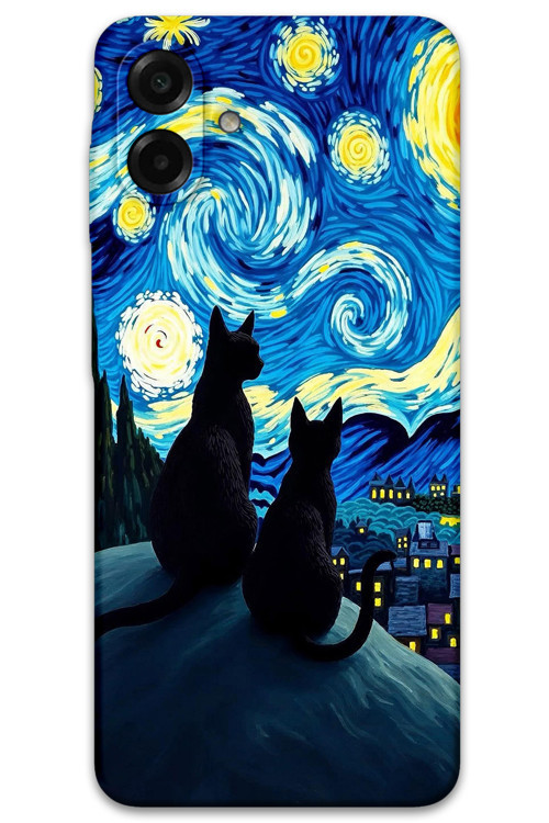 Galaxy A07 Uyumlu Kedi Desenli Telefon Kılıfı + Ekran Koruyucu - 5782