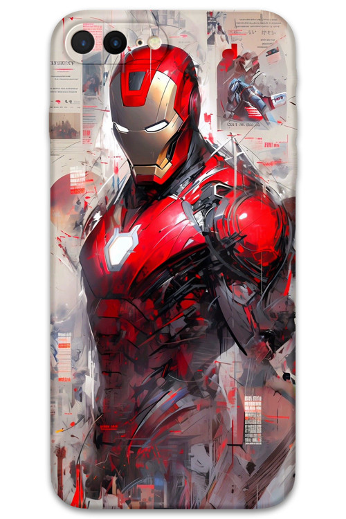 İphone 7 Plus Uyumlu İronman Desenli Telefon Kılıfı + Ekran Koruyucu - 5828