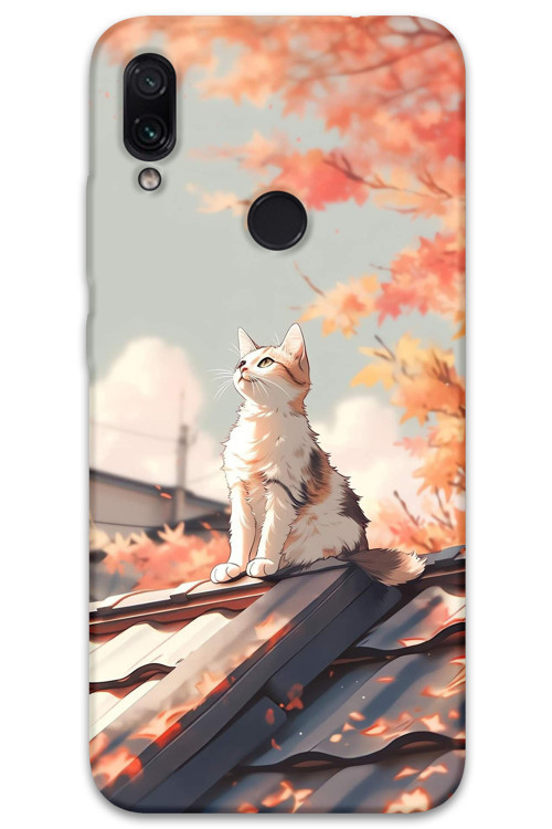 Xiaomi Redmi Note 7 Uyumlu Kedi Desenli Telefon Kılıfı + Ekran Koruyucu - 5784